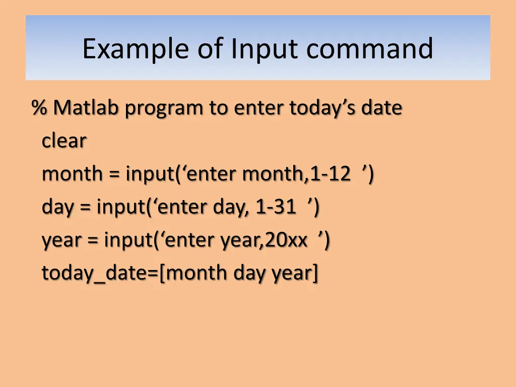 example of input command