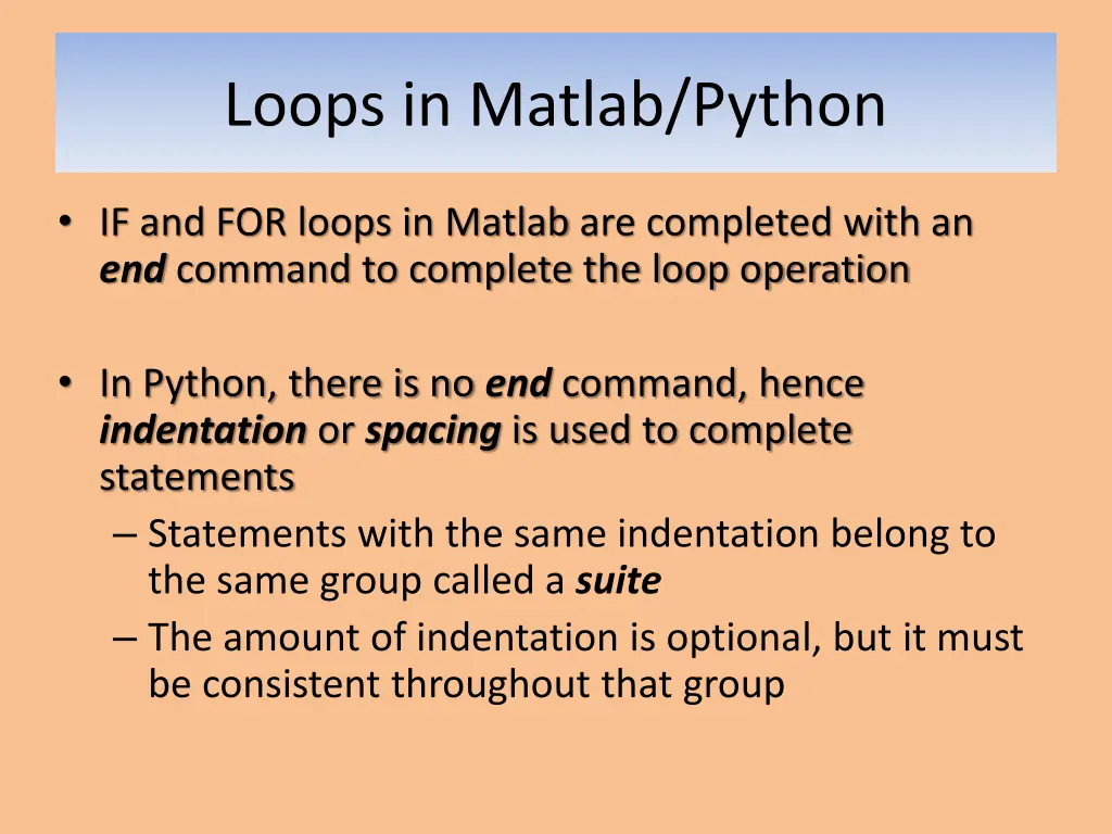 loops in matlab python