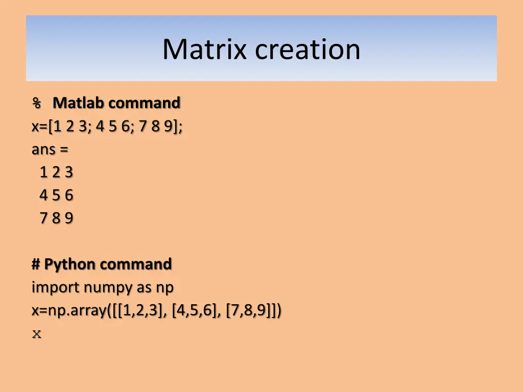 matrix creation