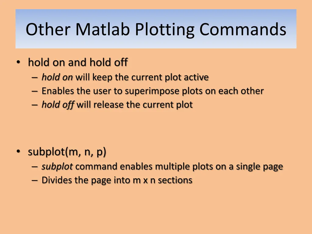 other matlab plotting commands