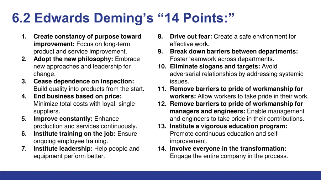 6 2 edwards deming s 14 points