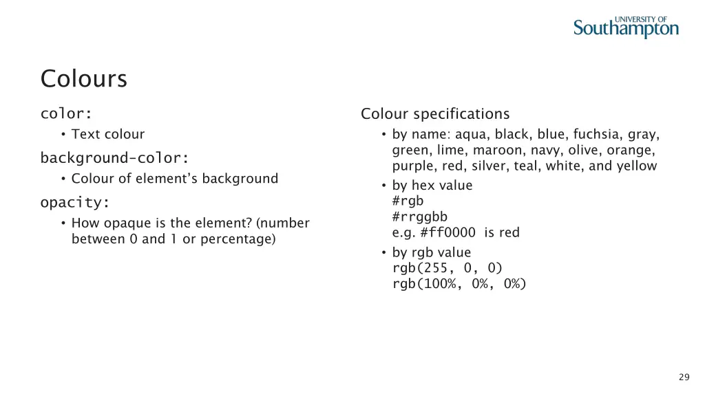 colours
