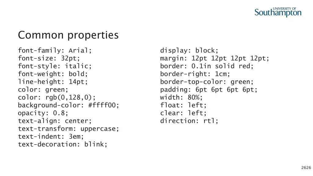 common properties