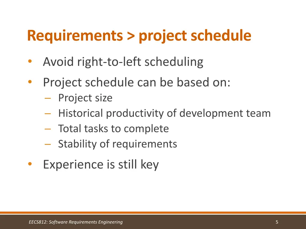 requirements project schedule