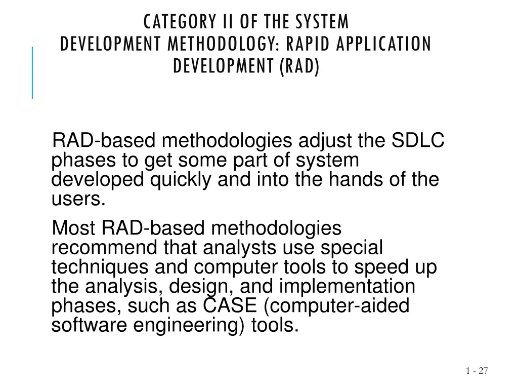 category ii of the system development methodology
