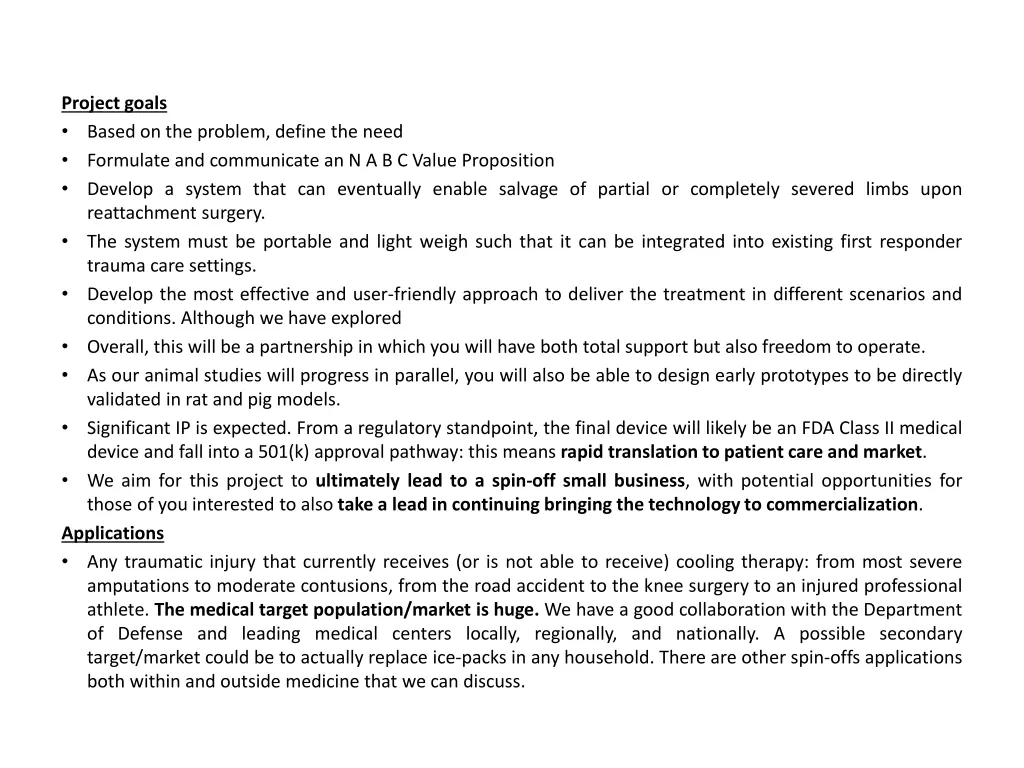 project goals based on the problem define