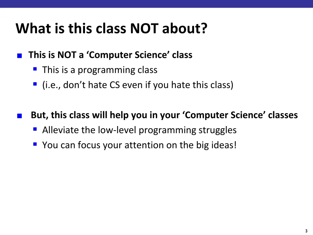 what is this class not about