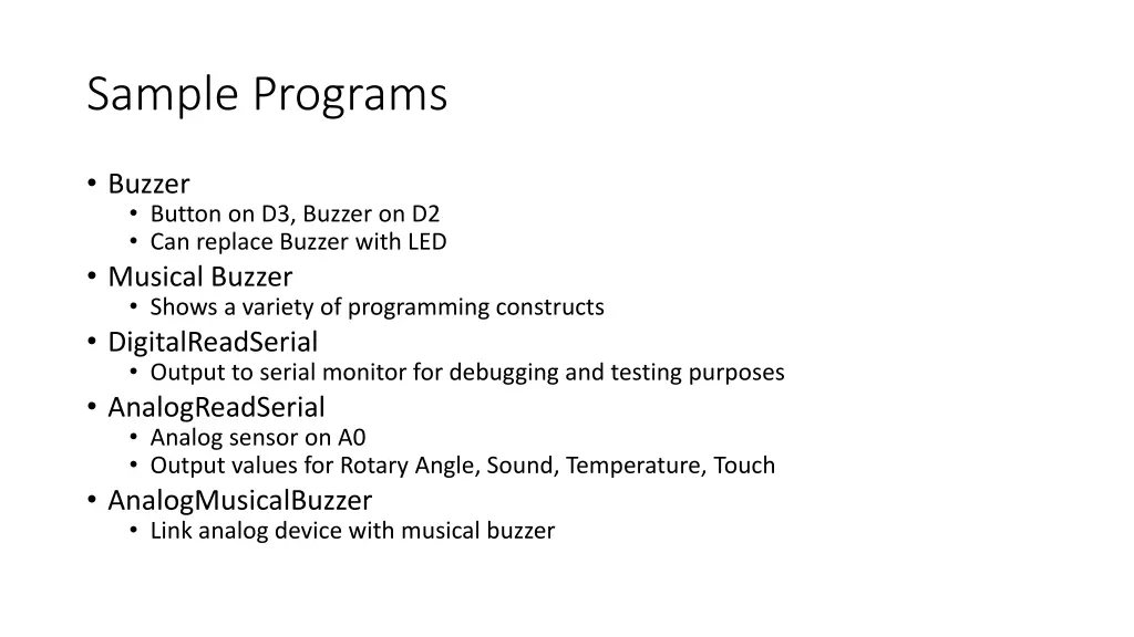 sample programs