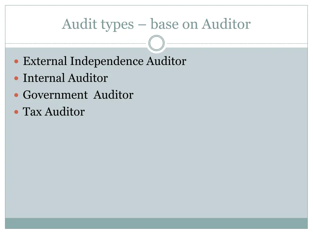 audit types base on auditor