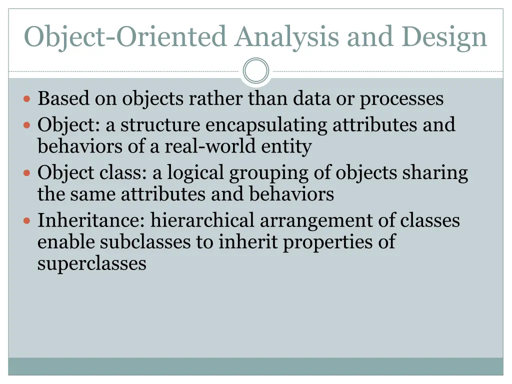 object oriented analysis and design