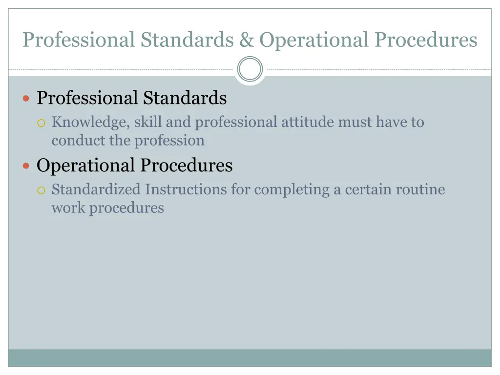 professional standards operational procedures