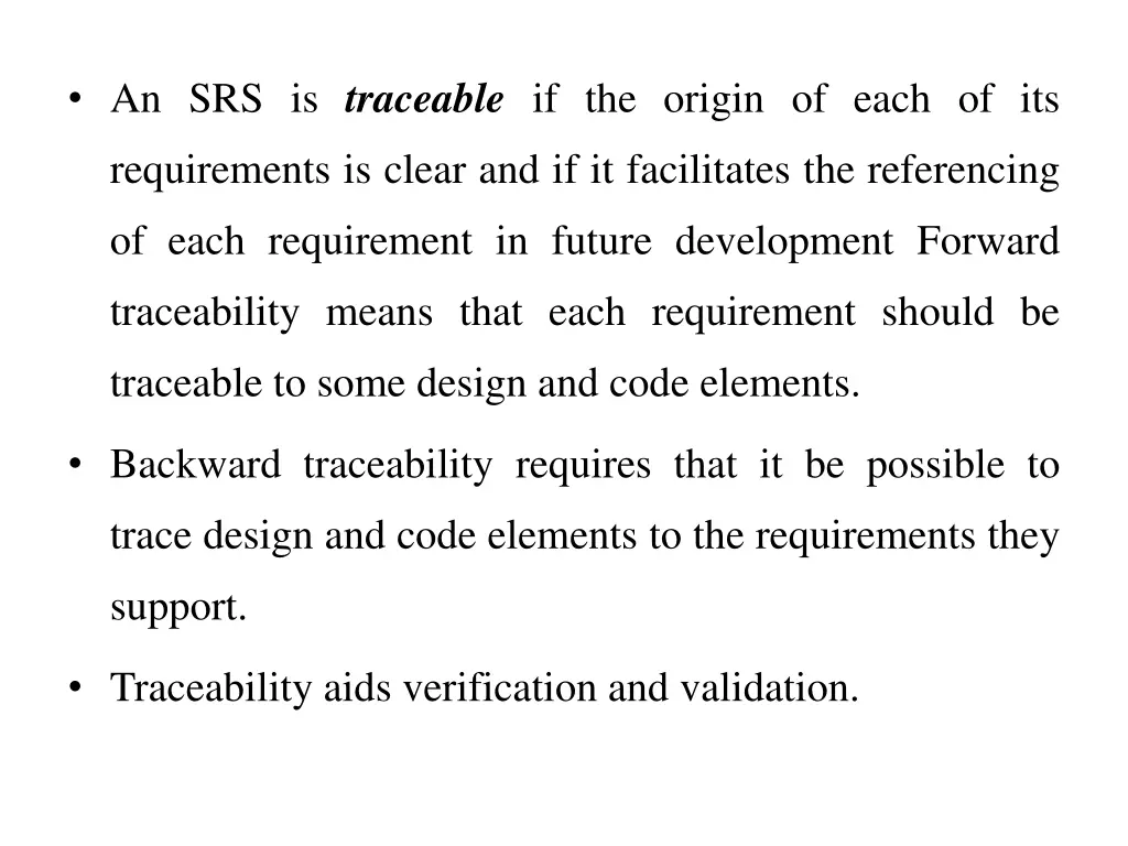 an srs is traceable if the origin of each of its