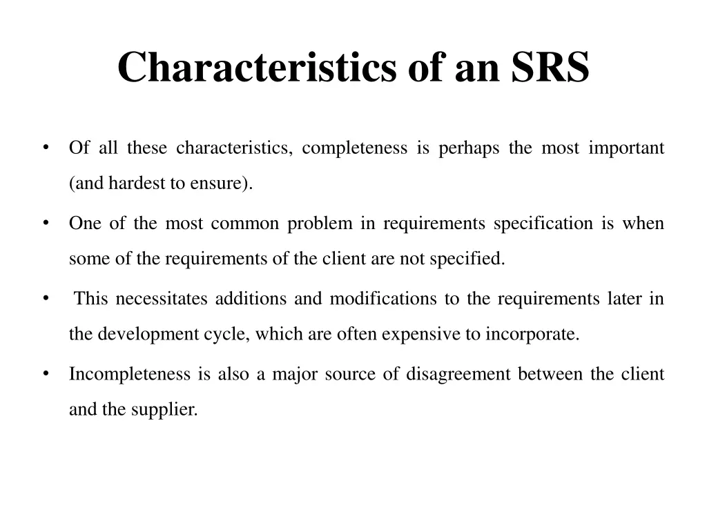 characteristics of an srs 1