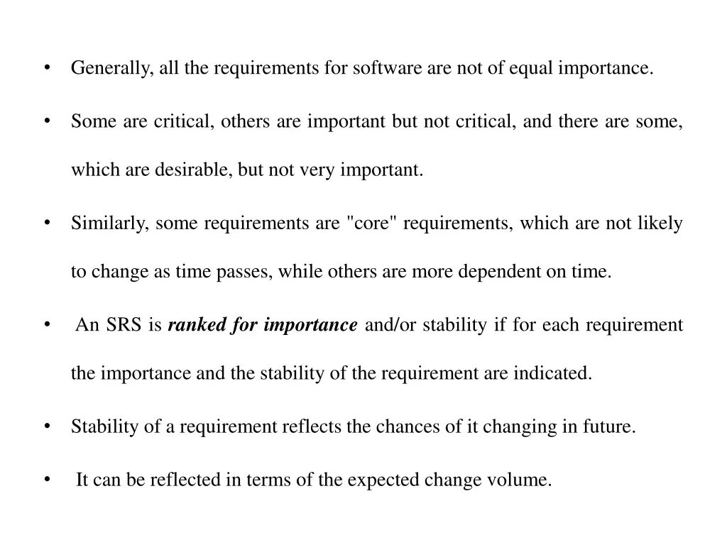 generally all the requirements for software