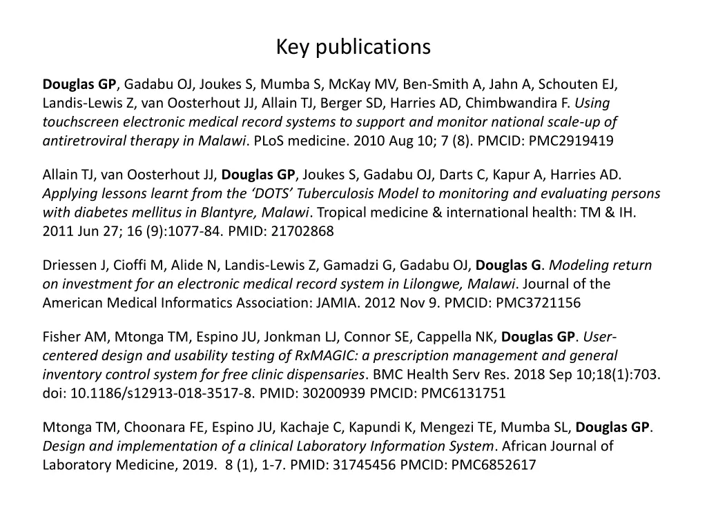 key publications