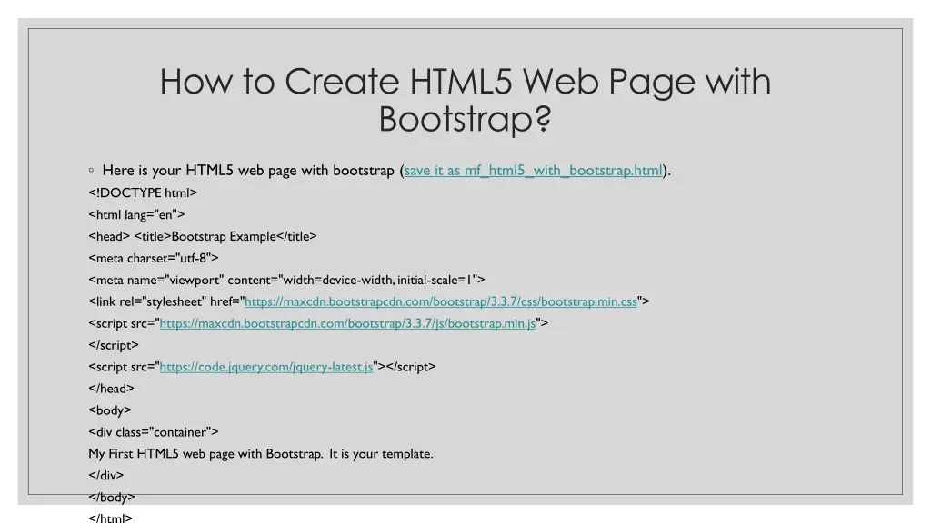 how to create html5 web page with bootstrap 3