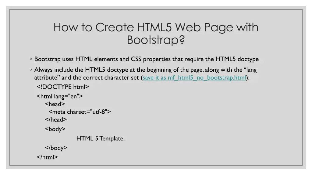 how to create html5 web page with bootstrap