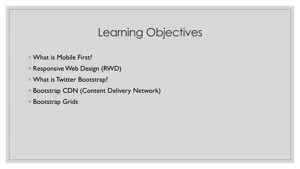 learning objectives
