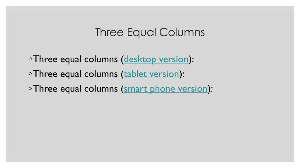three equal columns