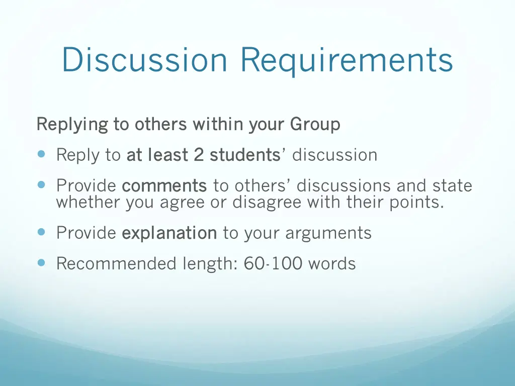 discussion requirements