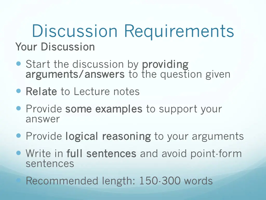 discussion requirements your discussion your