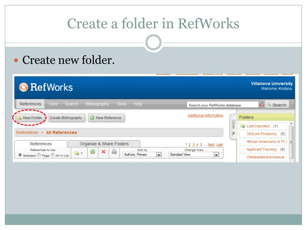 create a folder in refworks