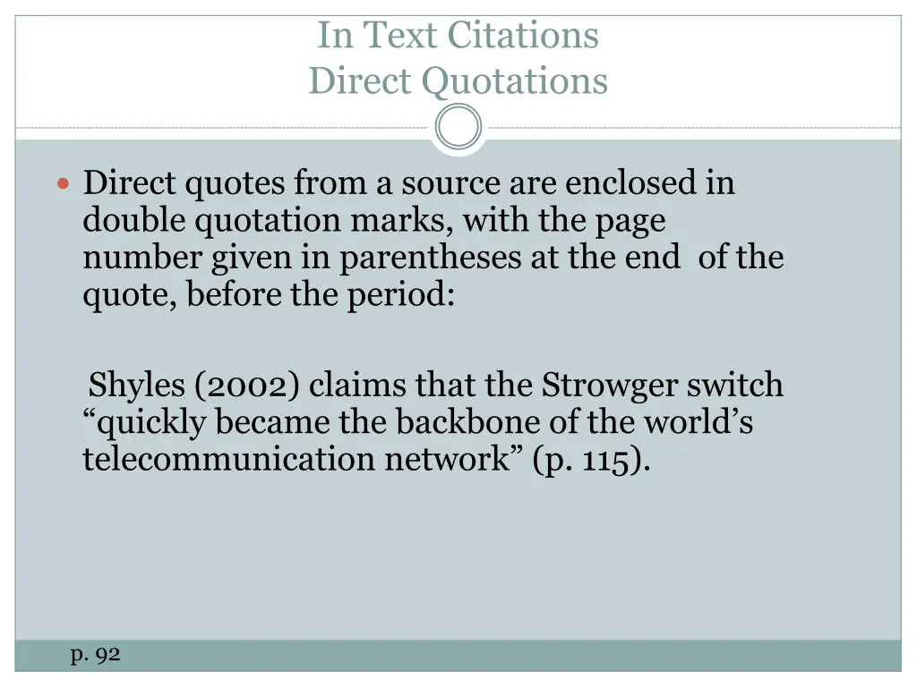 in text citations direct quotations