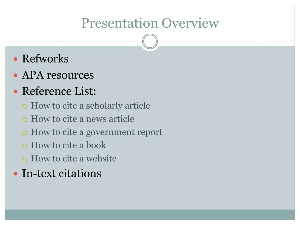 presentation overview