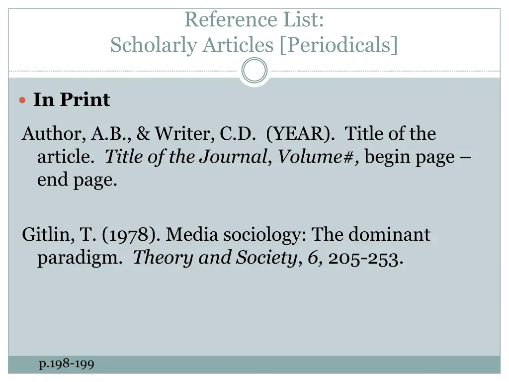 reference list