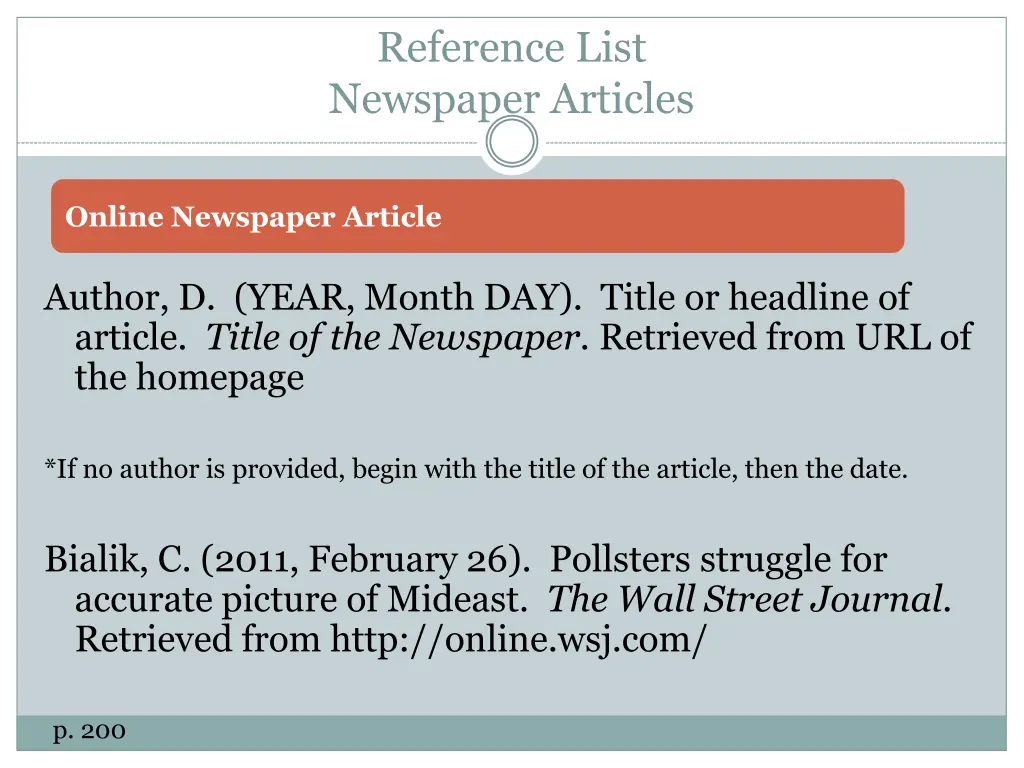 reference list newspaper articles 1