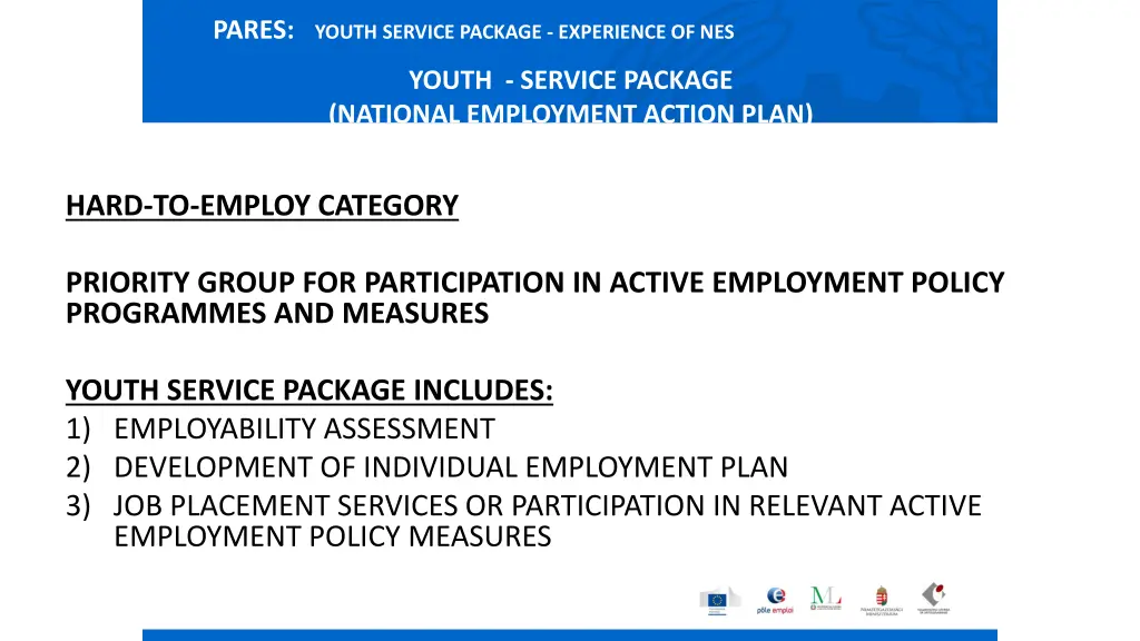 pares youth service package experience of nes 8