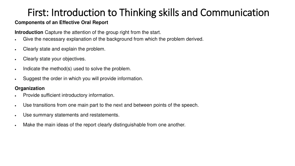first introduction to thinking skills and first 6