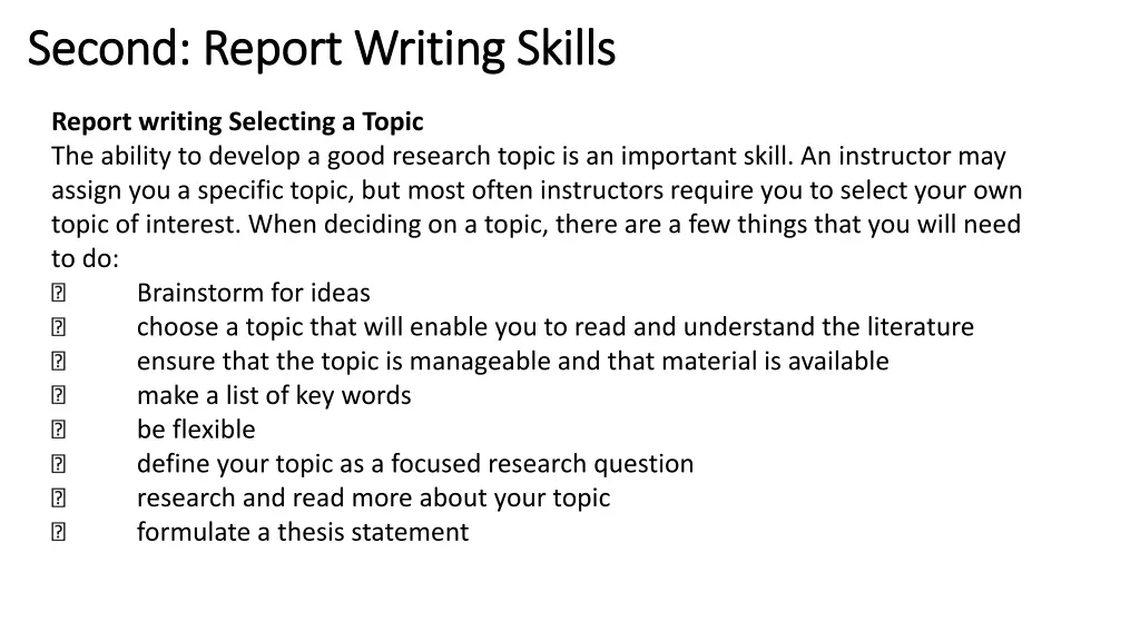 second report writing skills second report 1