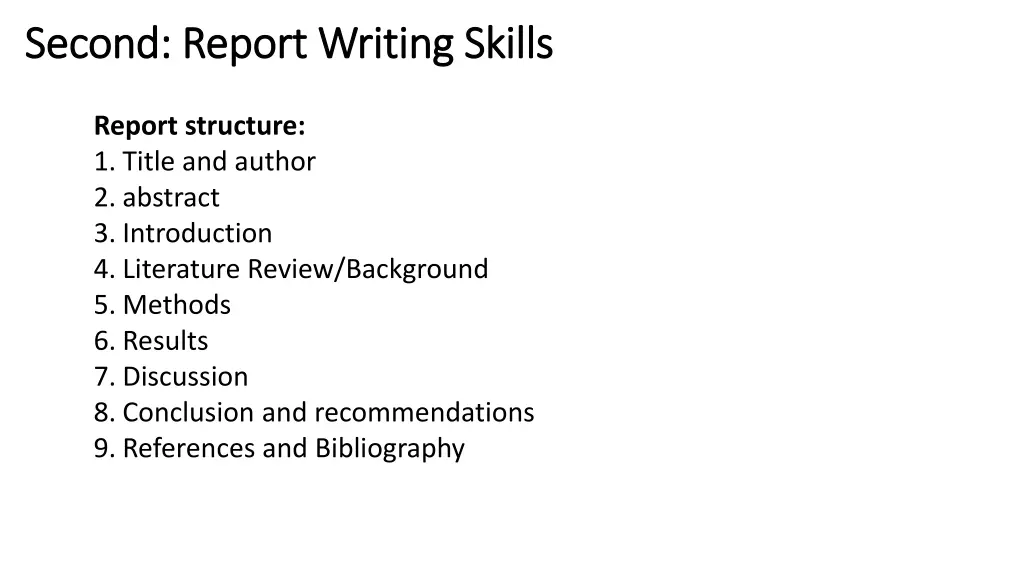 second report writing skills second report