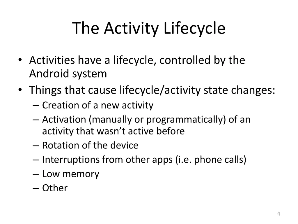 the activity lifecycle