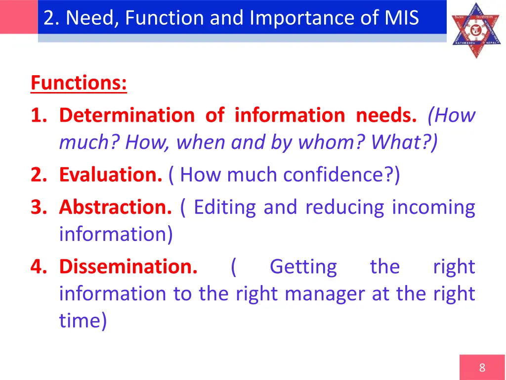 2 need function and importance of mis 1