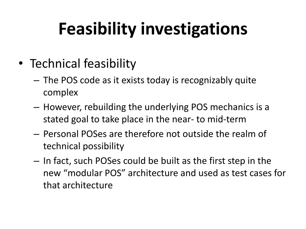 feasibility investigations