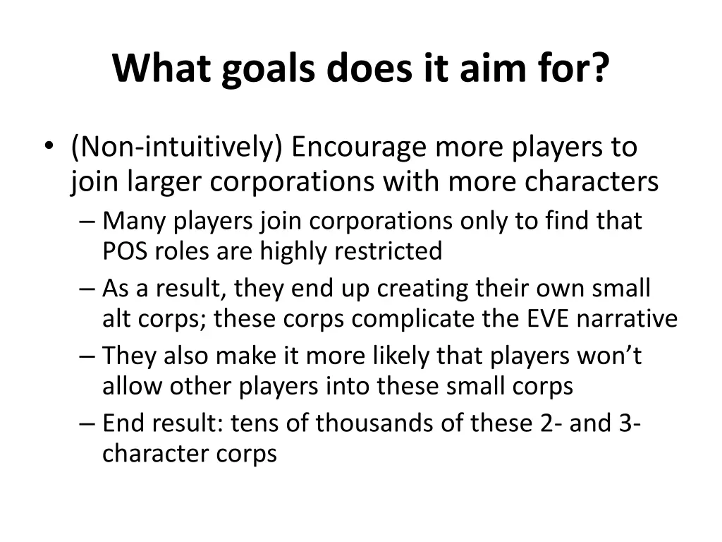 what goals does it aim for 1