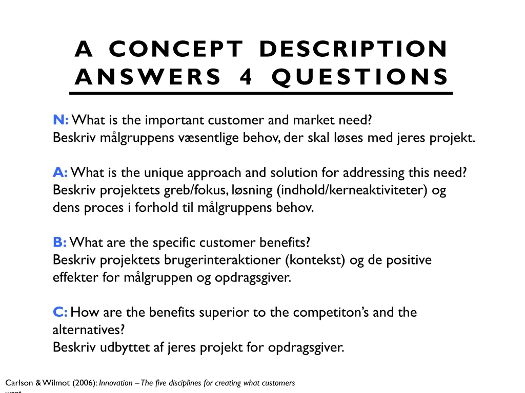 a concept description answers 4 questions