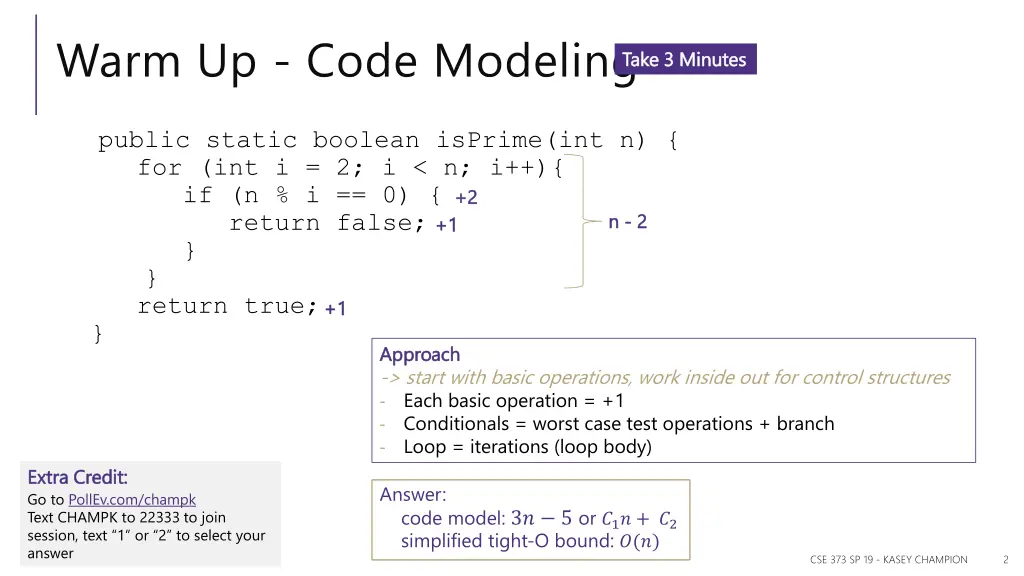 warm up code modeling