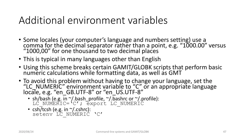 additional environment variables