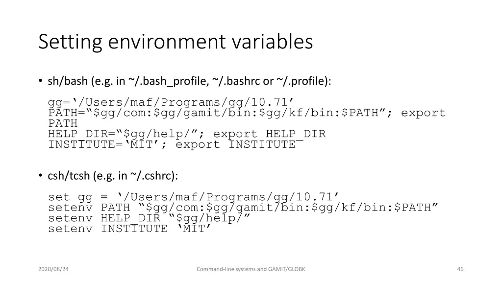 setting environment variables