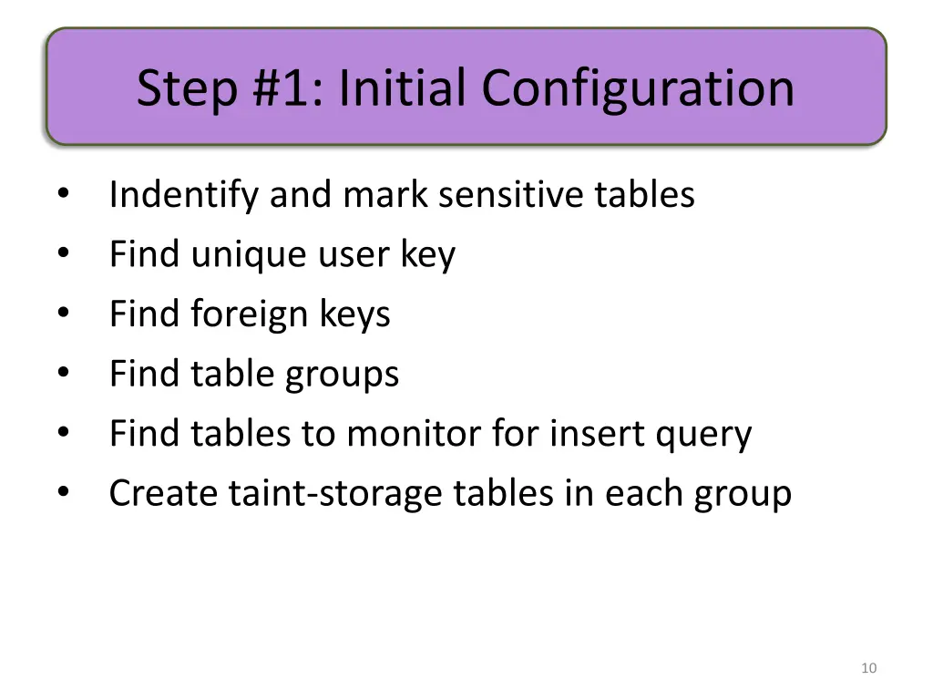 step 1 initial configuration