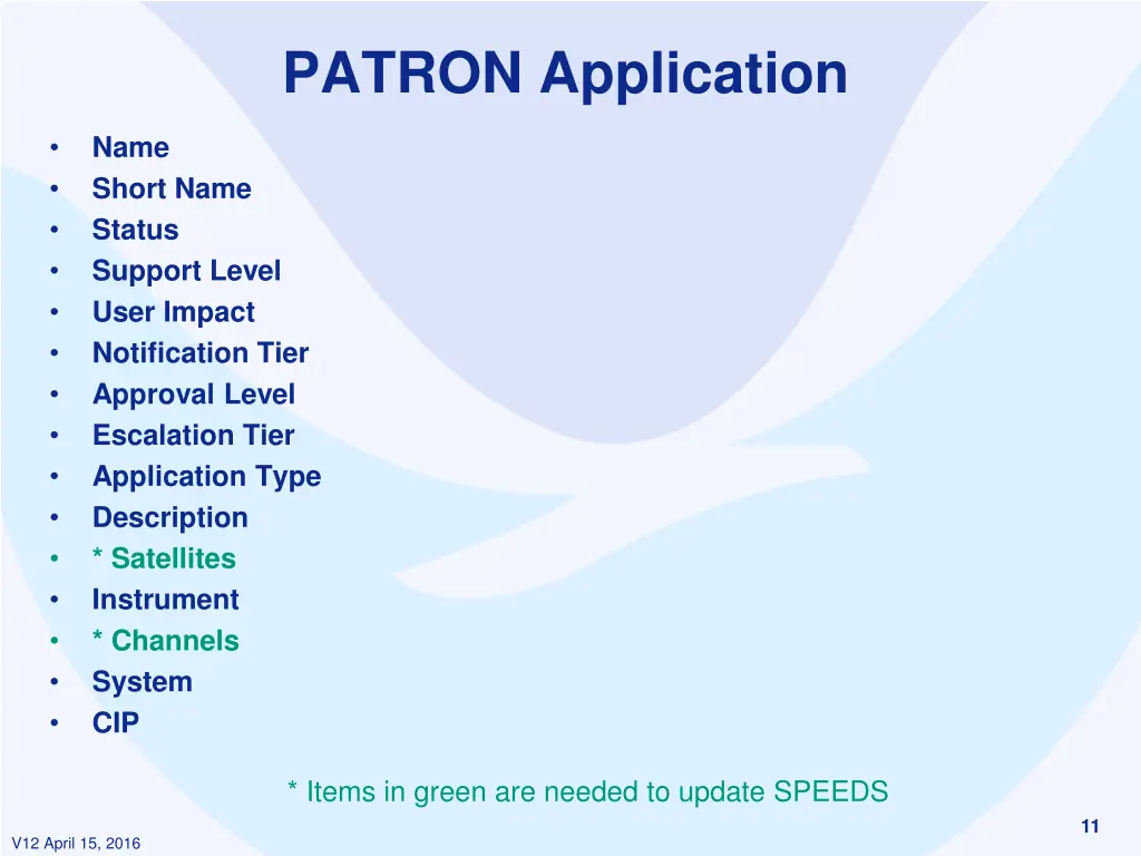patron application