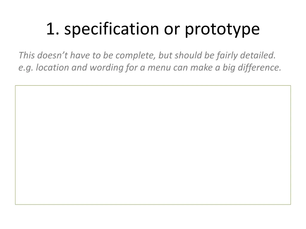1 specification or prototype