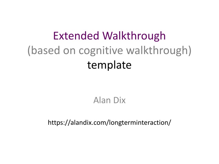 extended walkthrough based on cognitive
