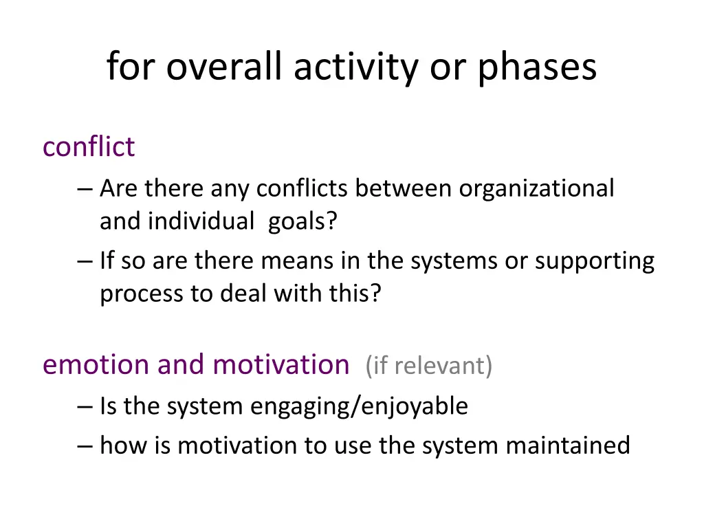for overall activity or phases
