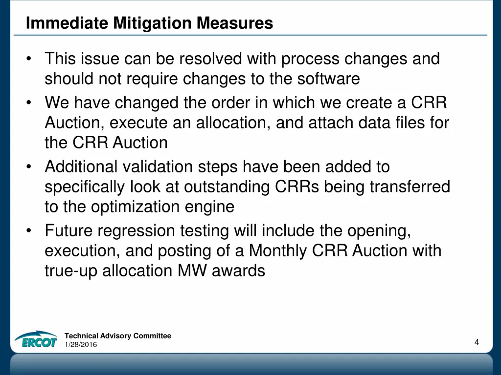 immediate mitigation measures