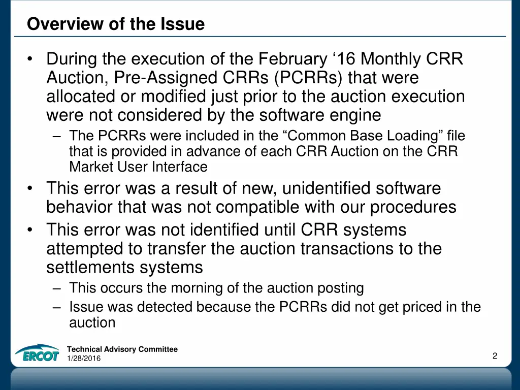 overview of the issue