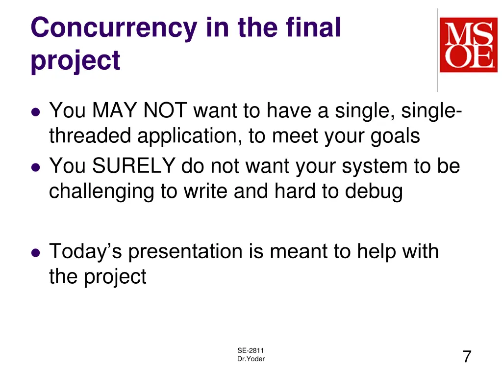 concurrency in the final project